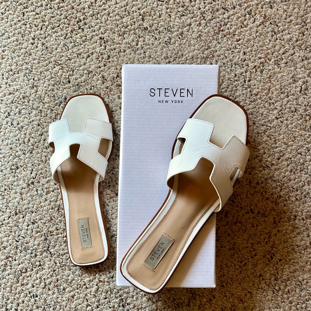 Hayden white leather sandals